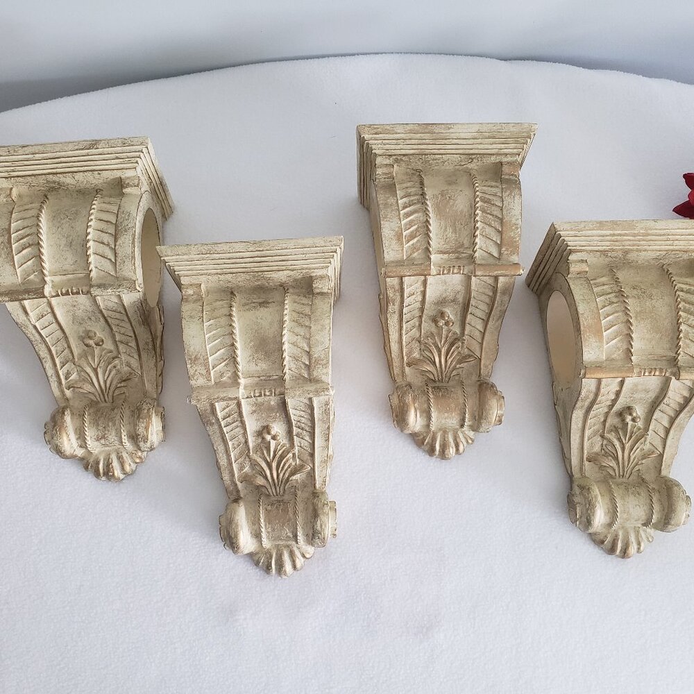 Elegant Gold Shimmer Drapery Corbel Sconces - Set of 4